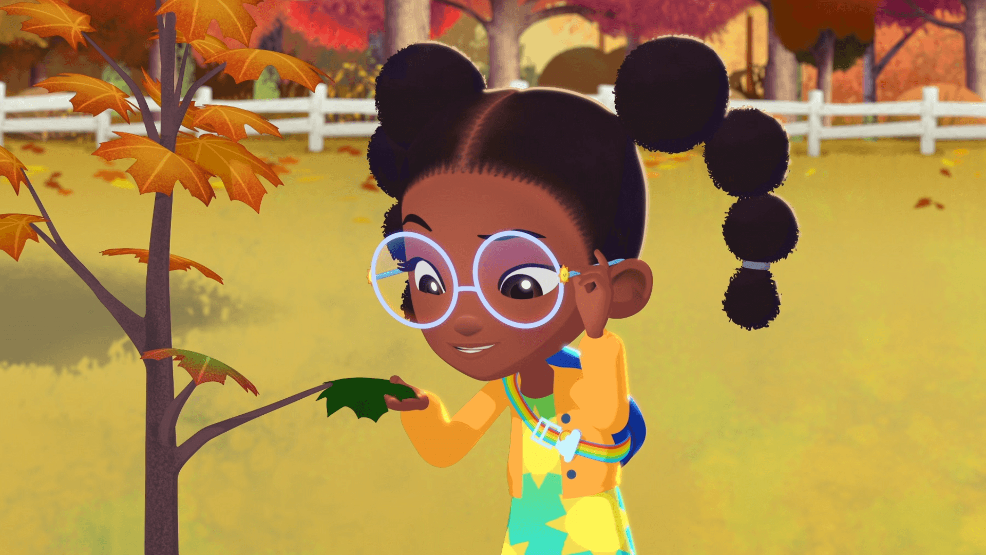 Lily takes a closer look at a green leaf and discovers what makes it green.