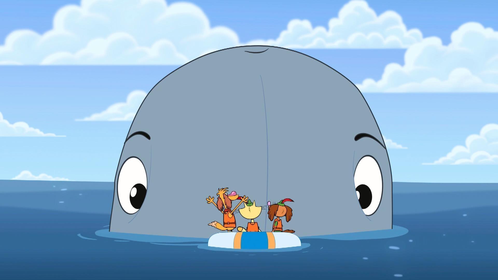 Nature Cat, Nature Dog, and Hal run into a big whale while searching for Mr. Chewinsky.