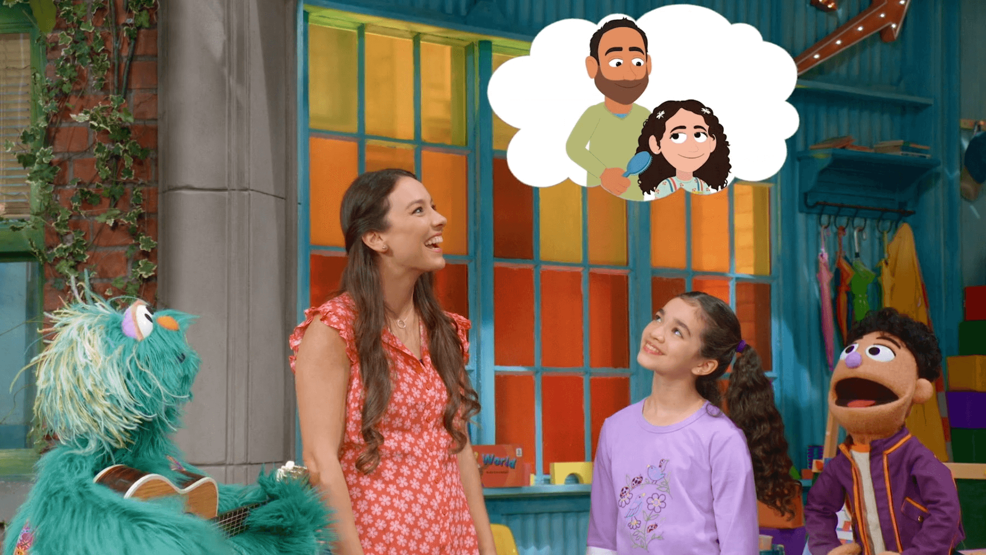 Mia learns how to sing a song in Spanish with help from her friends Nina, Rosita, and Lalo.