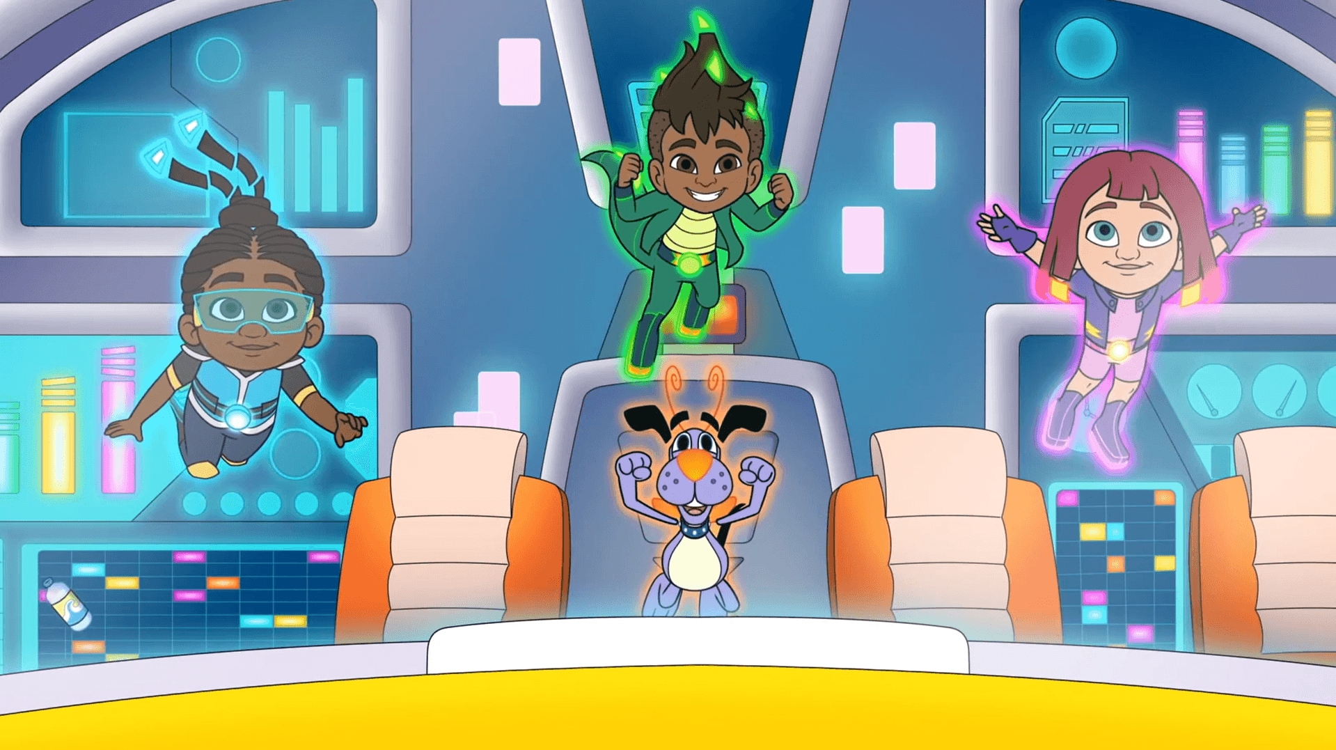 Cora, Dev and Rae launch into space! / Music Conductor Rae also leads a Beeple band.