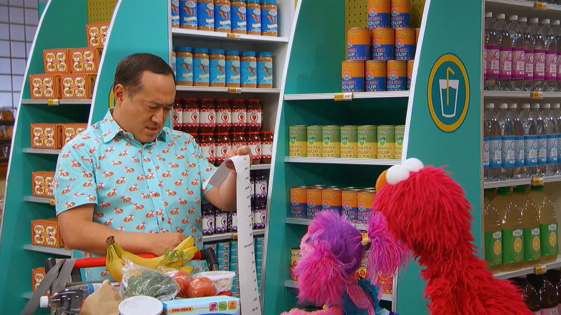 To make food shopping more fun, Alan turns it into a game.