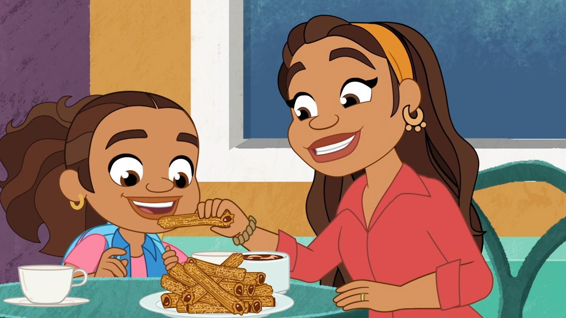 Alma teaches Uncle Nestor how to ride a bike./ Alma goes to the grocery store by herself.