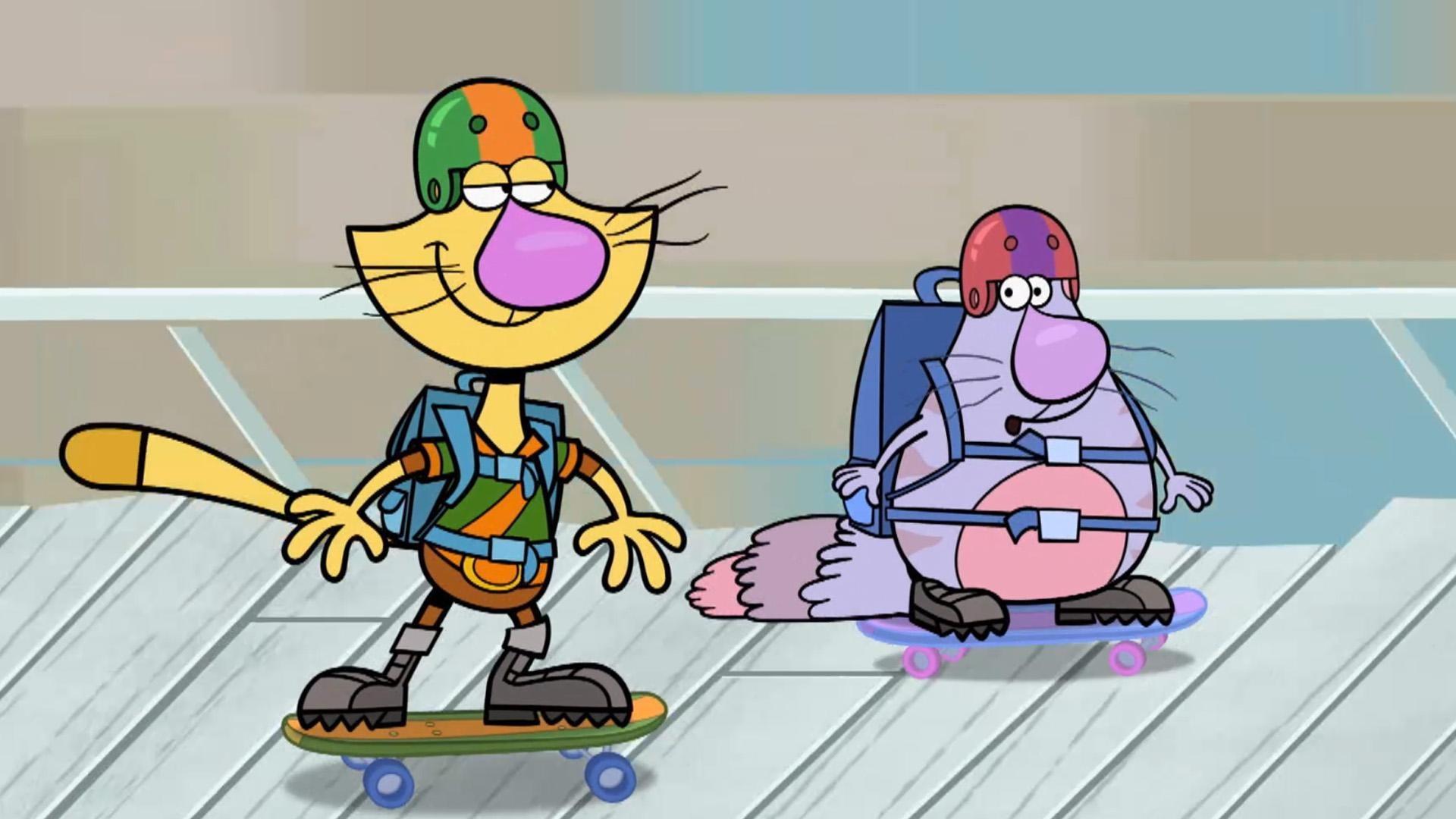 Nature Cat and Ronald are racing to see a geyser erupt at Yellowstone National Park.