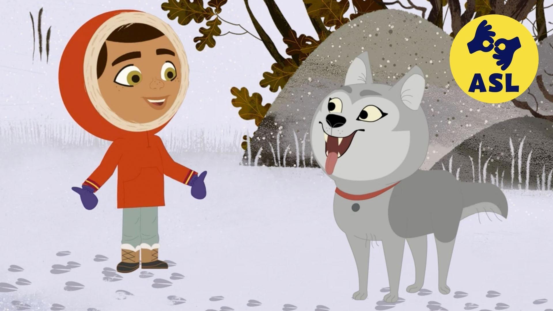 On their way to Grammie’s, Rider and Wolfie find animal tracks in the snow.