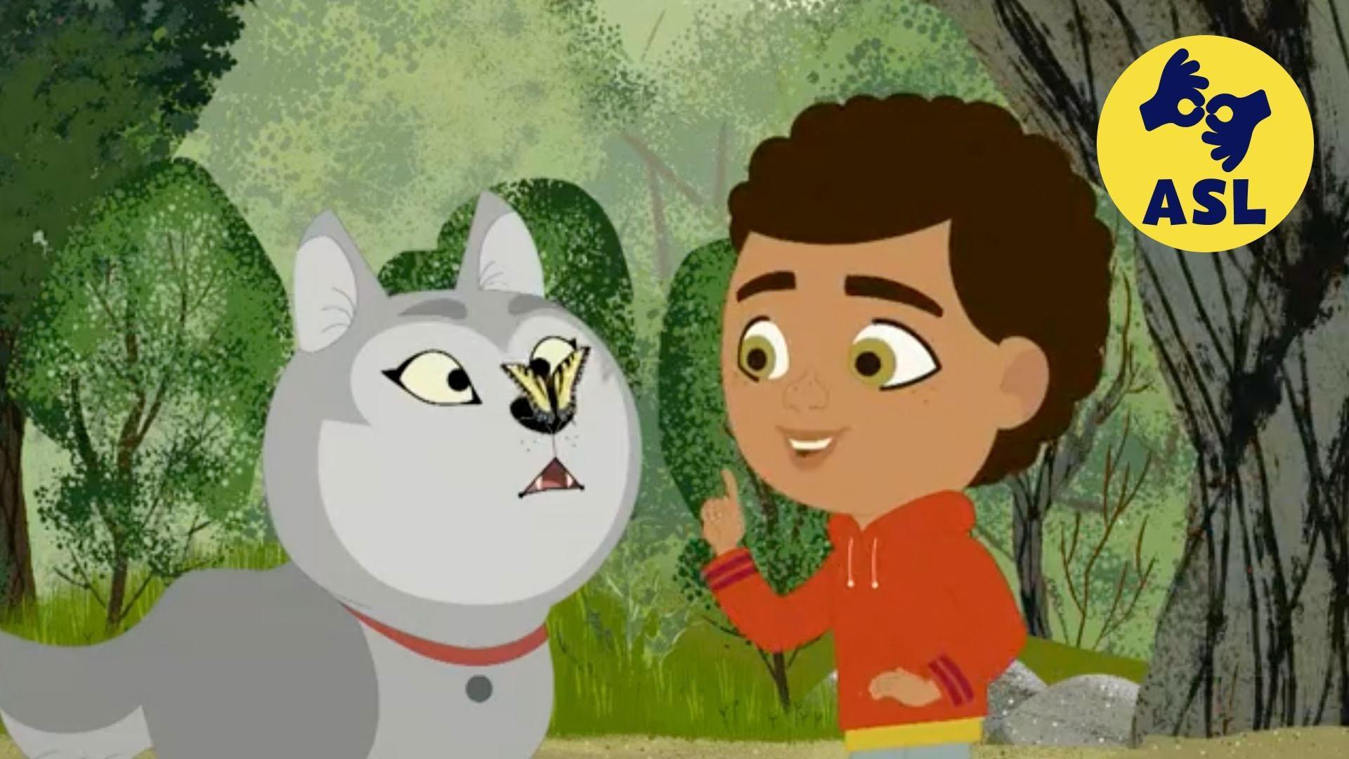 As Rider and Wolfie watch a butterfly on a flower, they wonder how it drinks nectar.