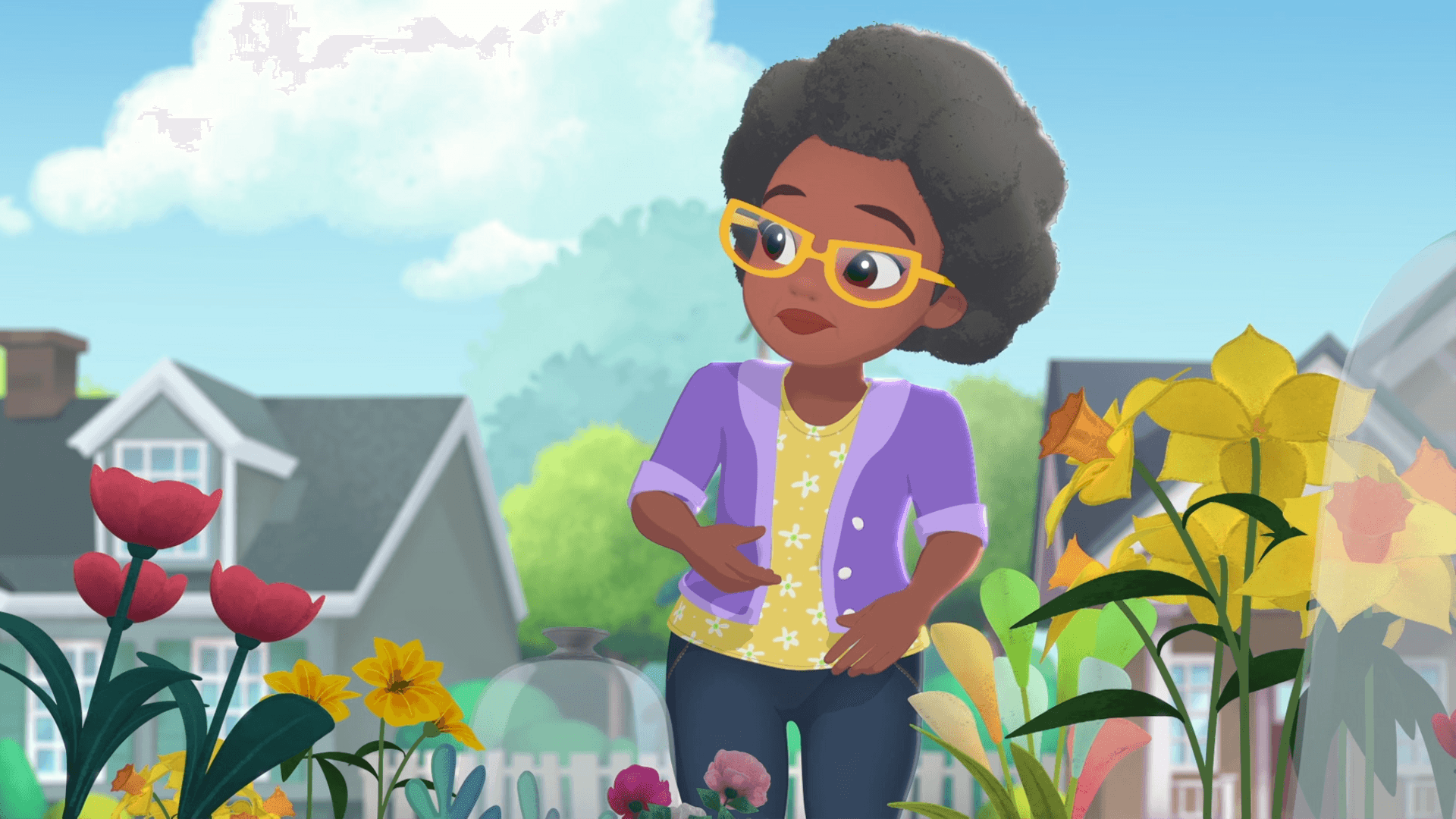 With the family's garden safe from a cold snap, the Hunters help the neighbor's with hers.