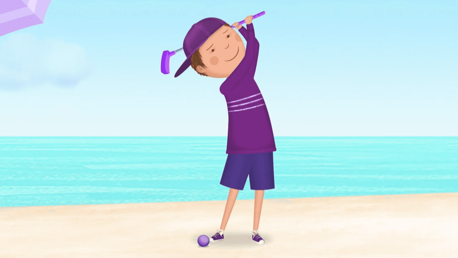 Pinkalicious shows Peter a fun way to play and eat!/Peter tries a new way of hitting the golf ball!