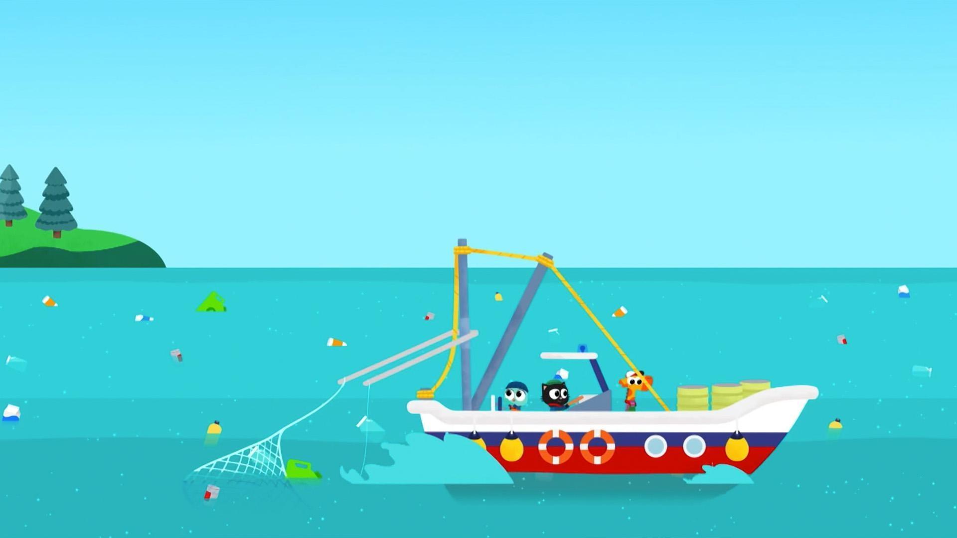 Chef Pierre invites our intrepid trio to the high seas to catch fish for his restaurant.