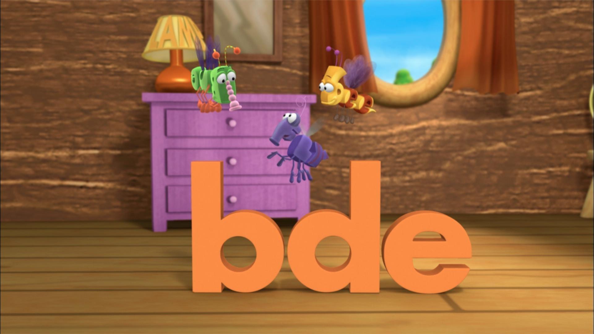 Bugs accidentally break Frog's brand new bed. / Bug can't remember the end of a rhyme.