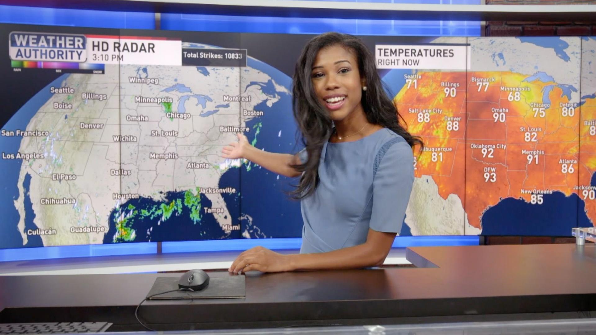 Carys wants to know tomorrow’s forecast. Meteorologist Jasmine explains a weather report.