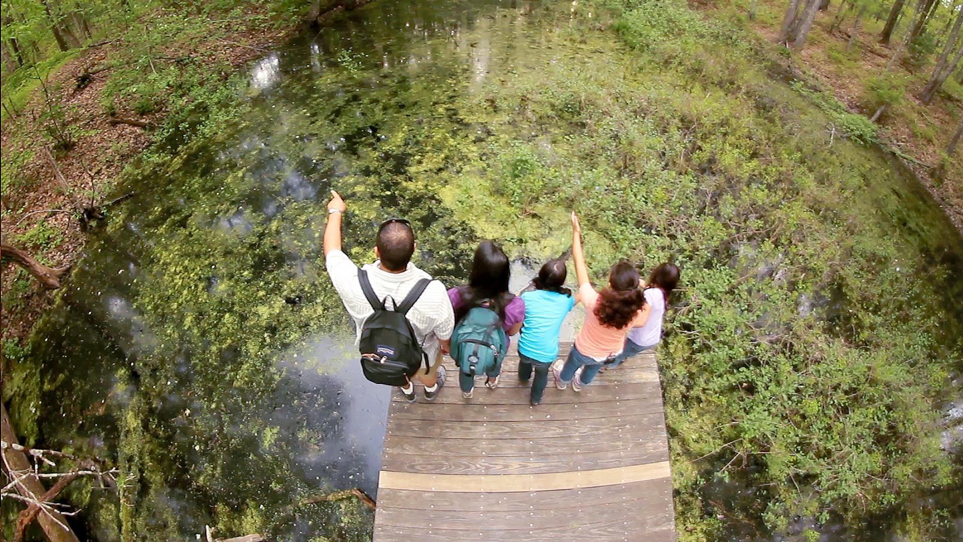 Kiana, Kaya and Kalea observe an evolving vernal pool.