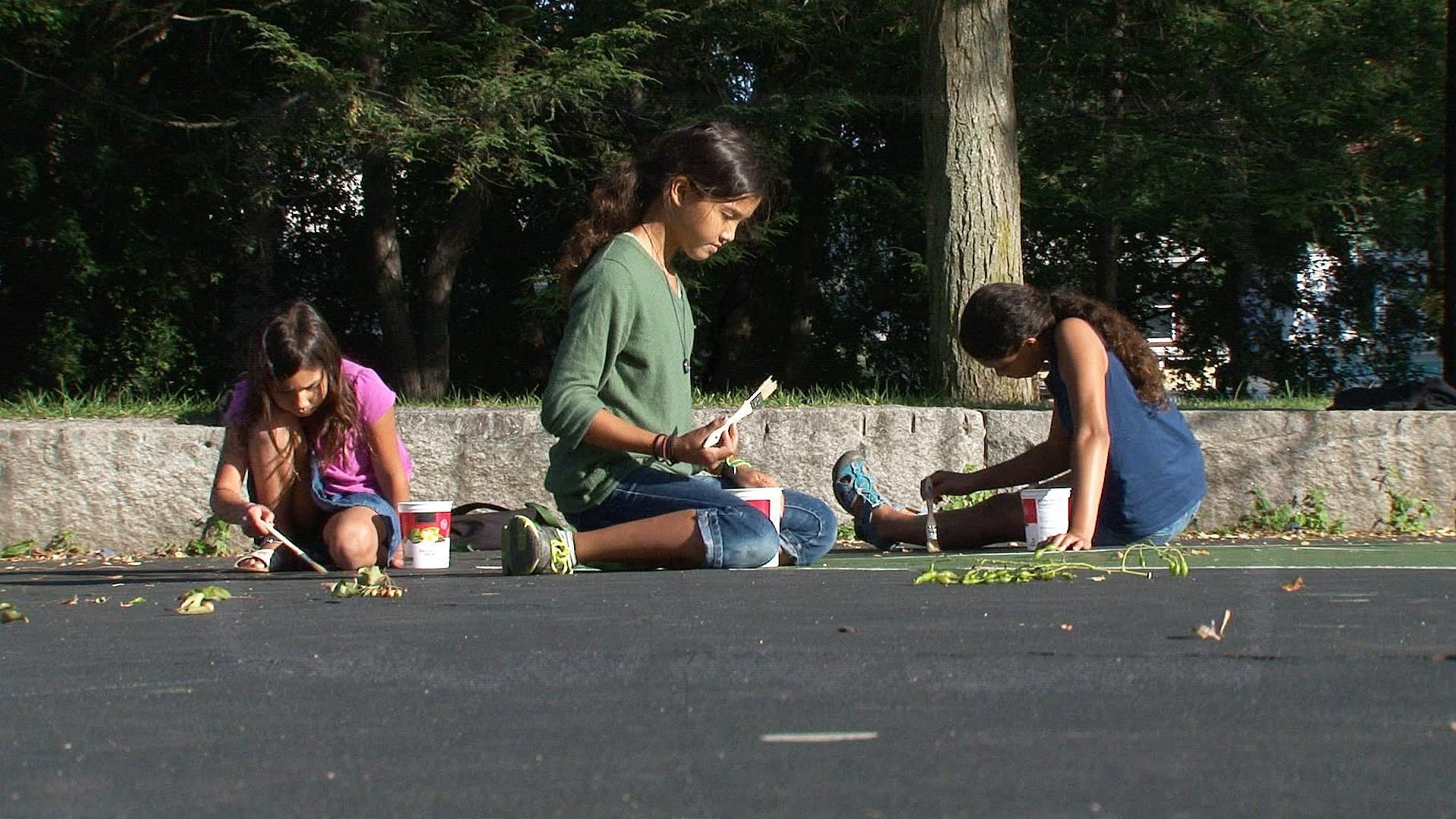 Kiana, Kaya and Kalea investigate how water evaporates in sun and shade.