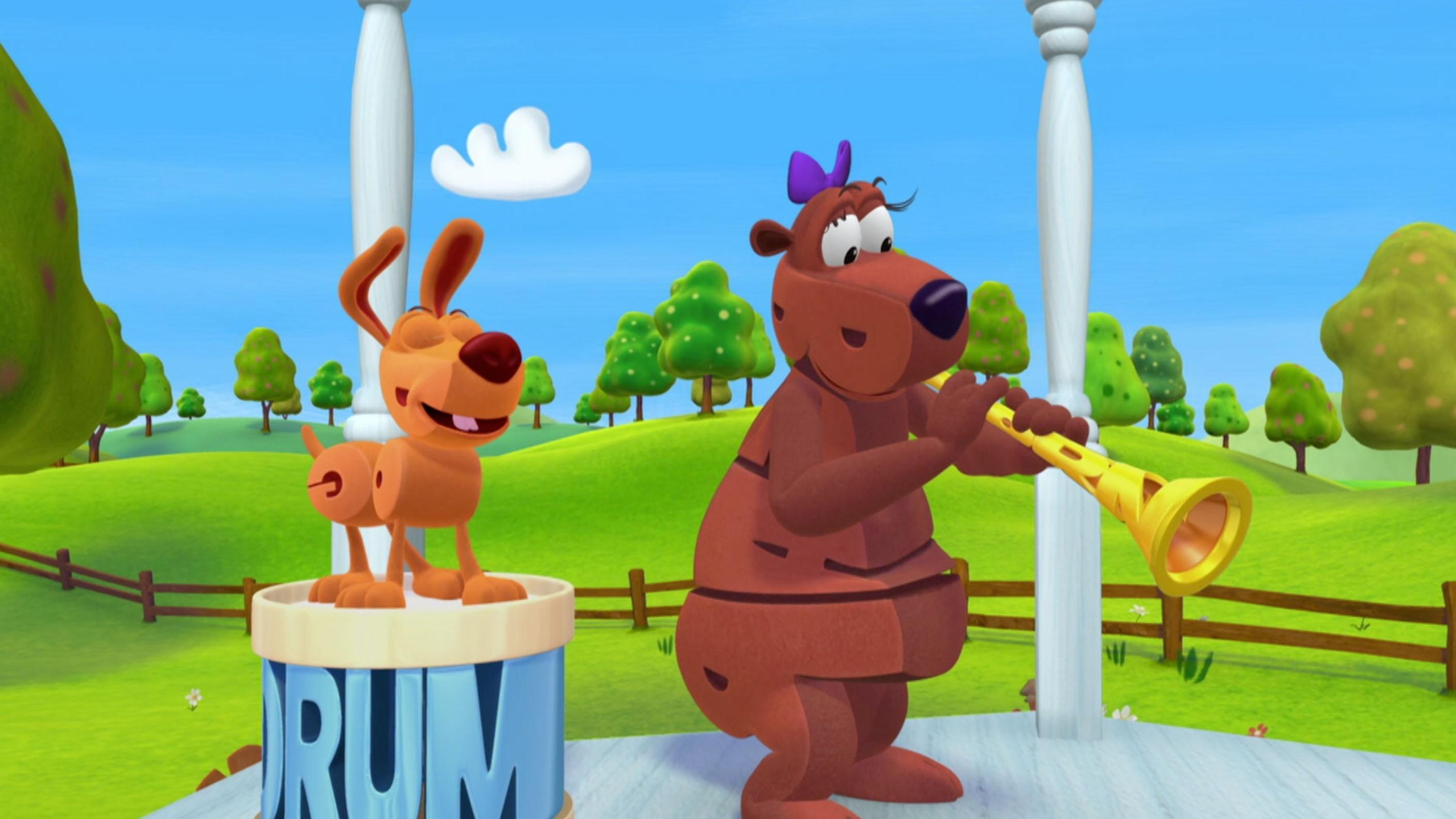 Dog is excited for the Word World Concert. / Pig is too sick to cook the Moonlight Feast.