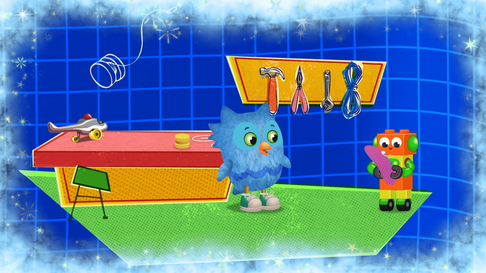 O the Owl imagines he can fix lots of different toys!