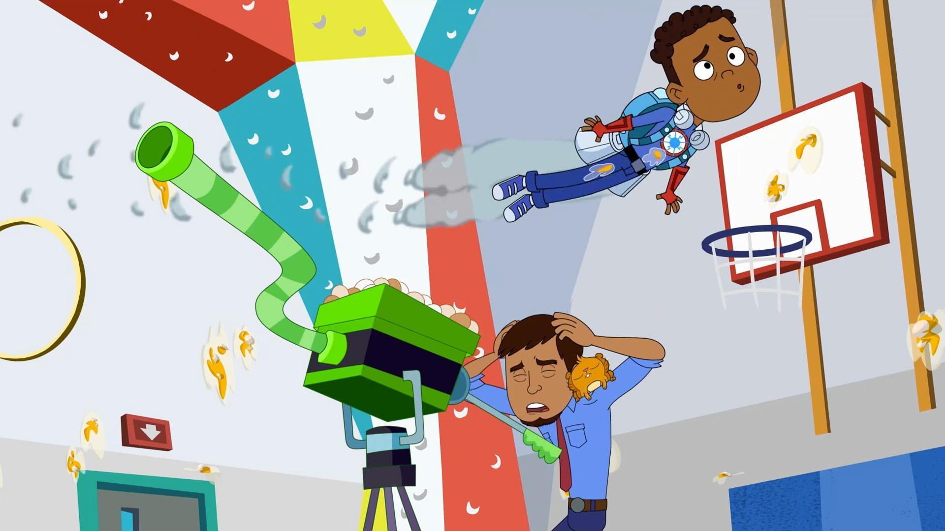 Mr. Sparks teaches the heroes how to be gentle with some egg training